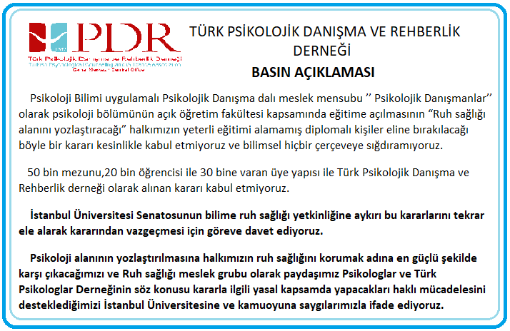 acikogretim de psikoloji lisans programi kabul edilemez turk psikolojik danisma ve rehberlik dernegi